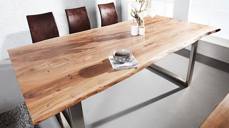 Grande table de repas industrielle en bois de chêne Arvid - GdeGdesign