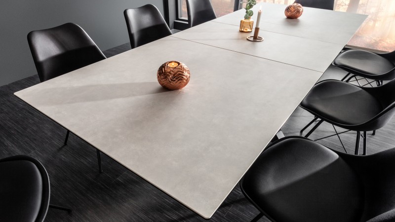 Table à manger extensible design grise et blanche