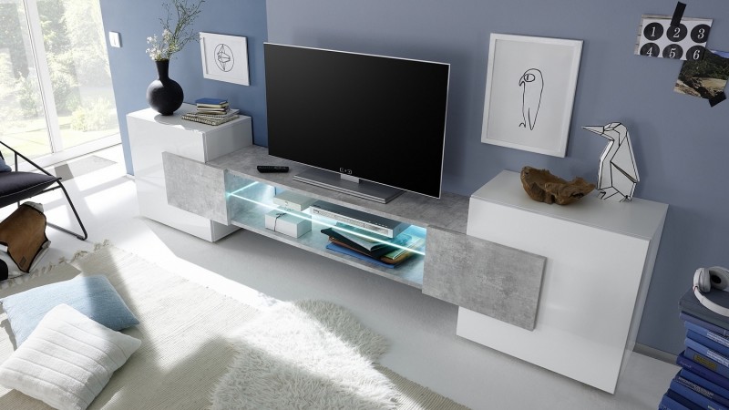 Une sélection de meubles TV LED blancs pour votre salon – Blog BUT