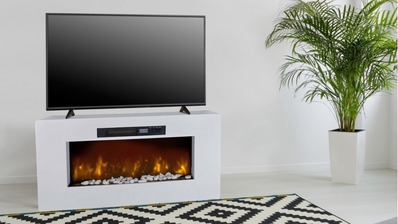 Meuble TV avec cheminée électrique Meribel - Brico Privé