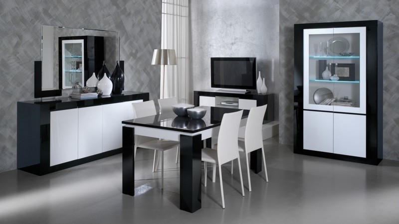Salle à manger complète design noire et blanche Varsovie - GdeGdesign