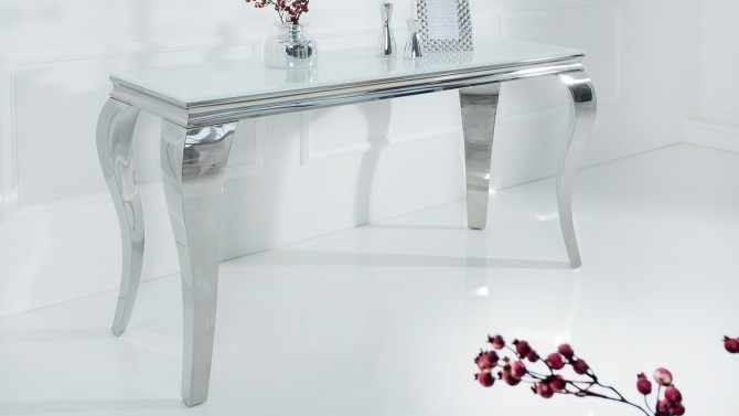table console blanche baroque bois laqué versa - Kdesign